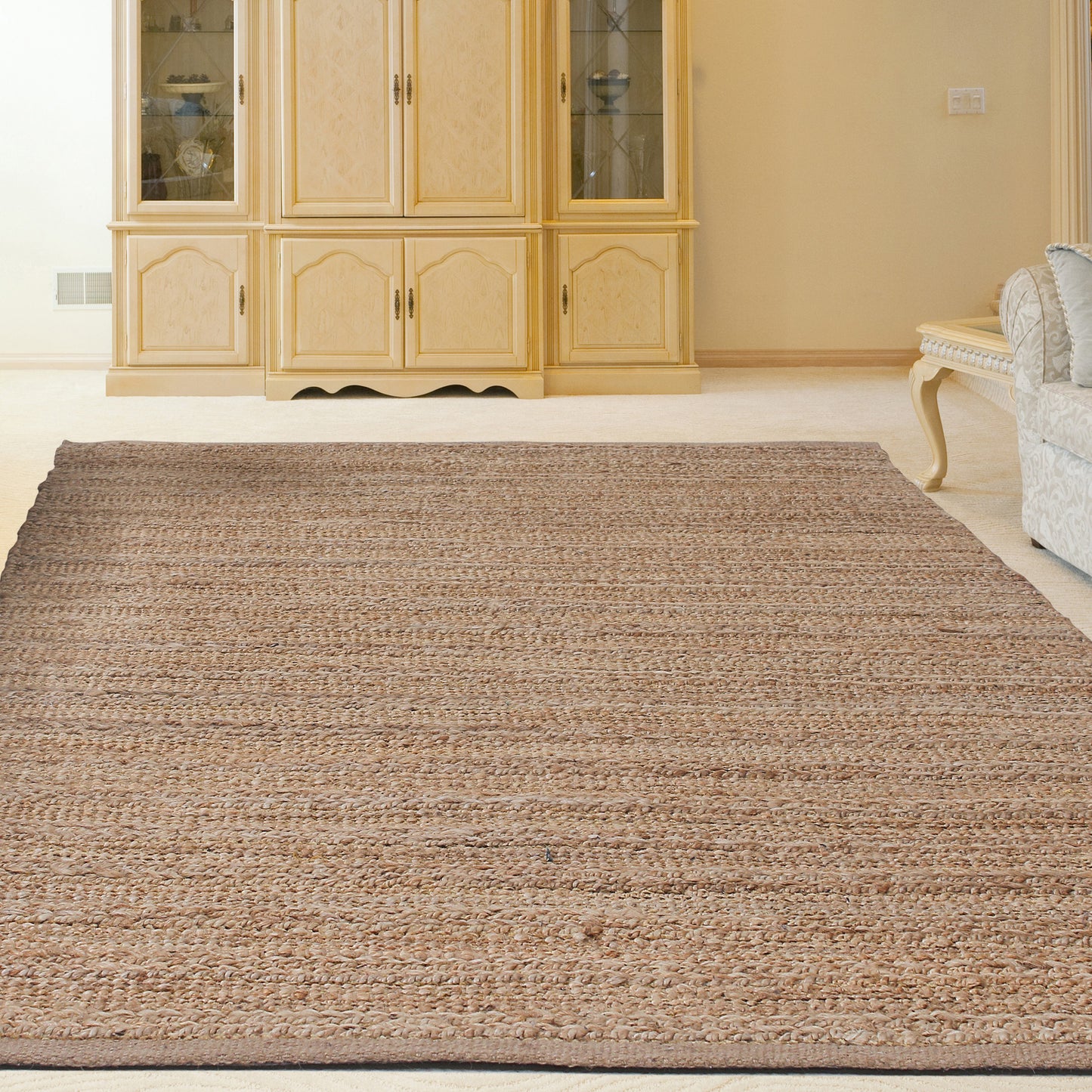 Natural Fiber-03302 Farmhouse Hand-Woven Beige Cotton Indoor Area Rug - LR Home