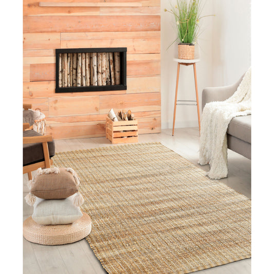 Natural Fiber-03305 Farmhouse Hand-Woven Hebrides Brown Cotton Indoor Area Rug - LR Home