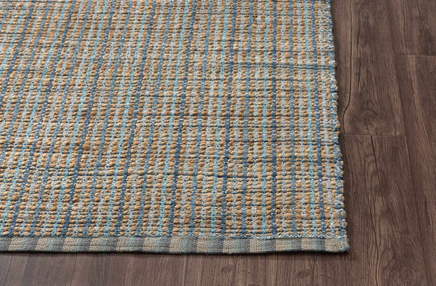 Natural Fiber-03305 Farmhouse Hand-Woven Brown/Navy Blue Cotton Indoor Area Rug - LR Home