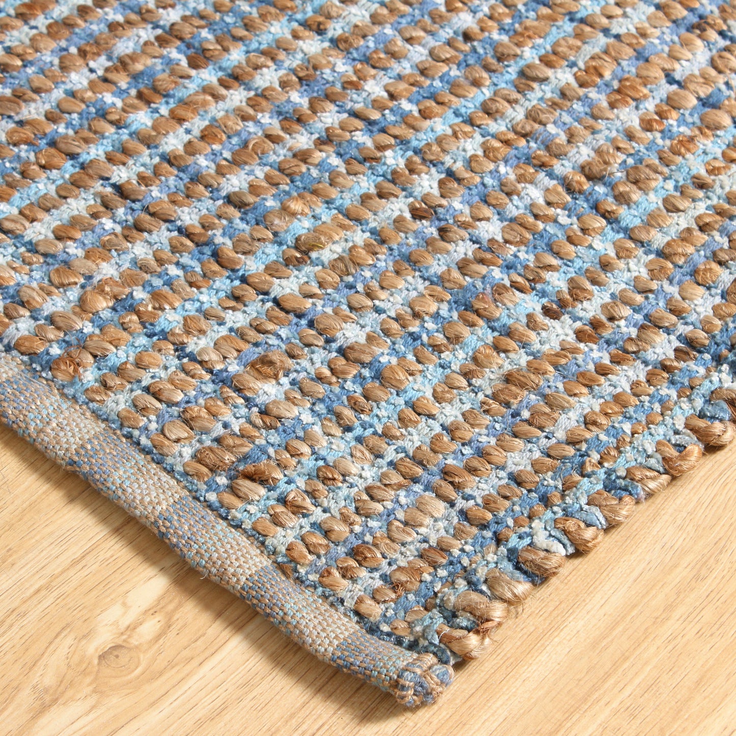 Natural Fiber-03305 Farmhouse Hand-Woven Brown/Navy Blue Cotton Indoor Area Rug - LR Home