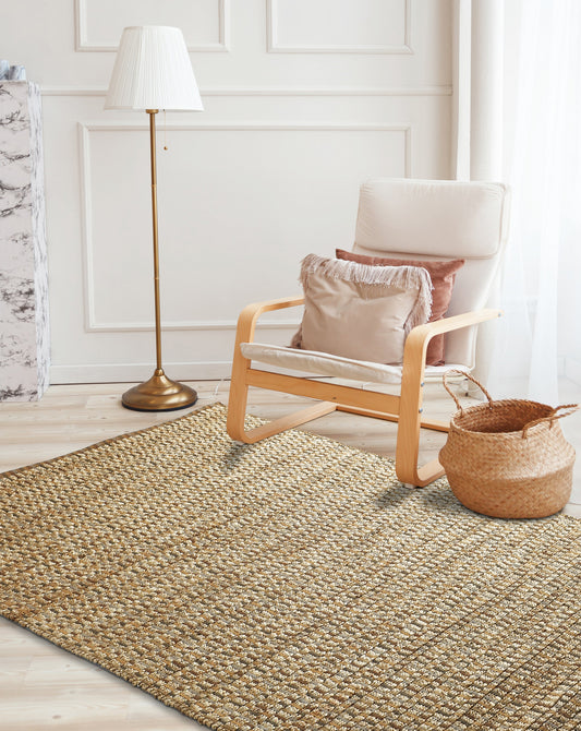 Natural Fiber-03306 Bohemian/Eclectic Hand-Woven Natural/Brown Cotton Indoor Area Rug - LR Home