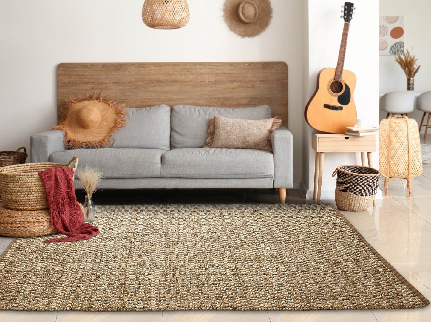 Natural Fiber-03306 Bohemian/Eclectic Hand-Woven Natural/Brown Cotton Indoor Area Rug - LR Home