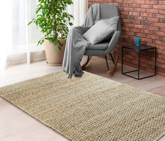 Natural Fiber-03311 Farmhouse Hand-Woven Brown/Indigo Blue Cotton Indoor Area Rug - LR Home