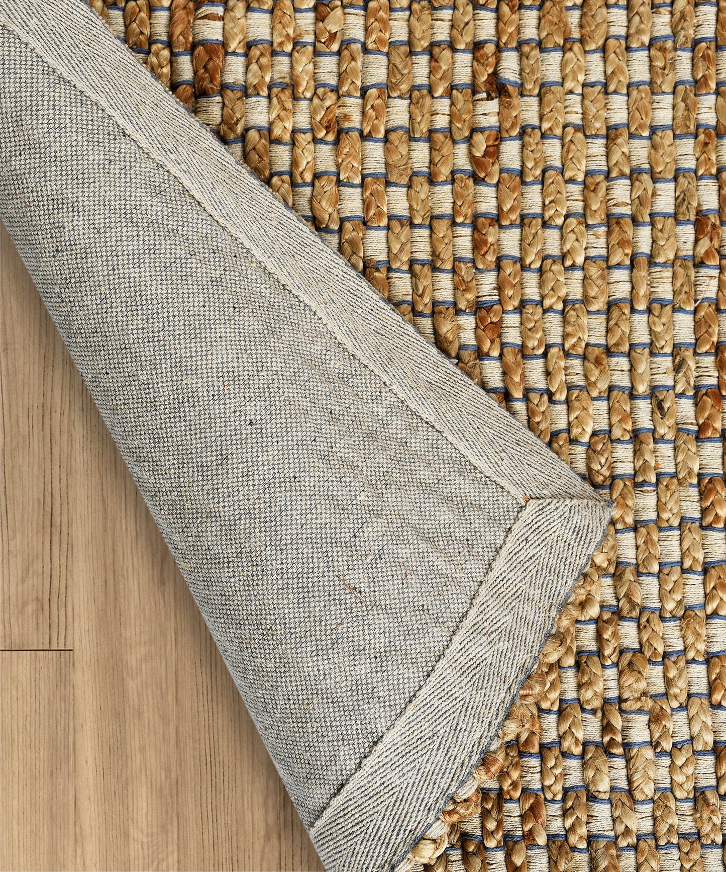 Natural Fiber-03311 Farmhouse Hand-Woven Brown/Indigo Blue Cotton Indoor Area Rug - LR Home