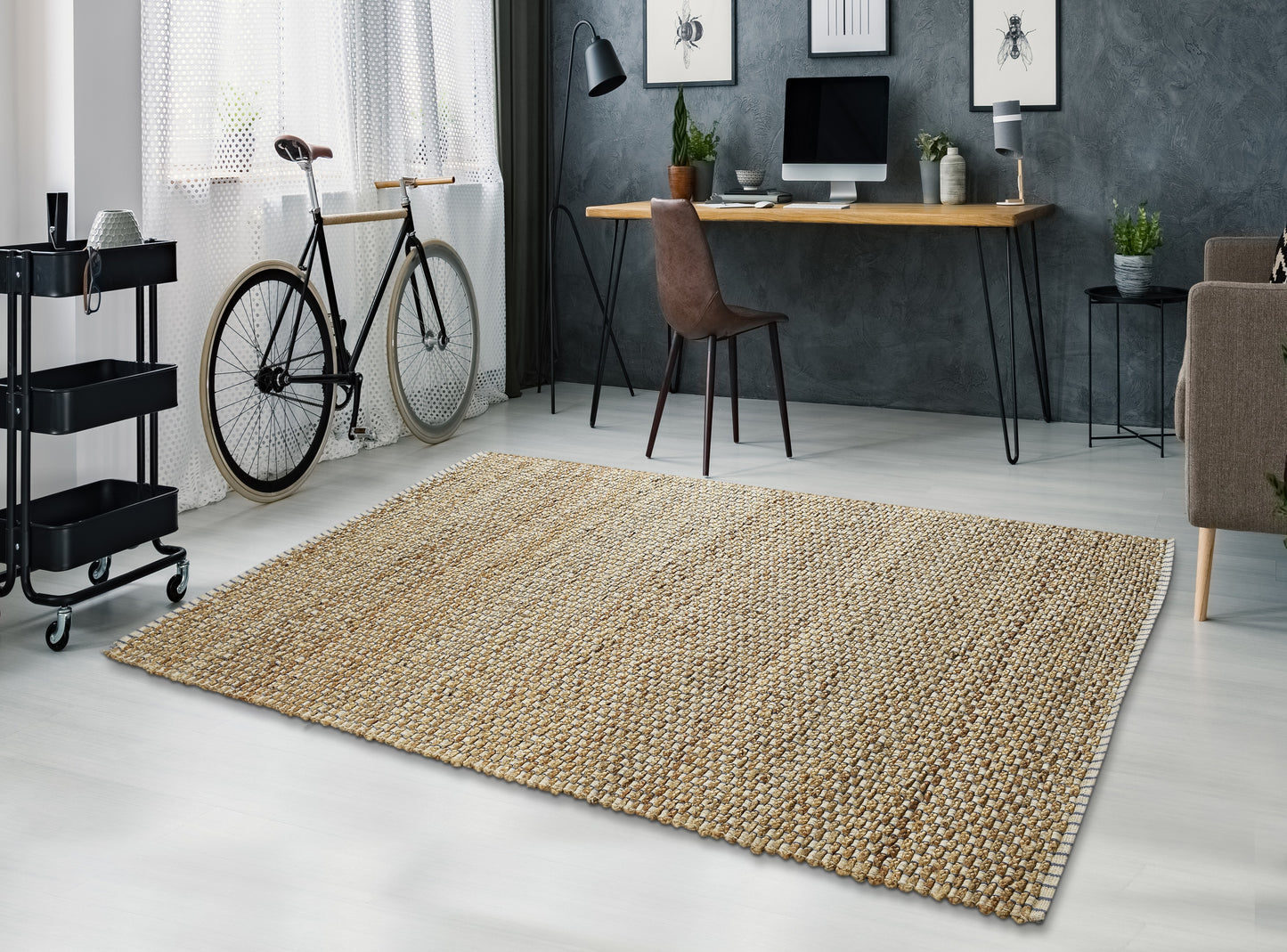 Natural Fiber-03311 Farmhouse Hand-Woven Brown/Indigo Blue Cotton Indoor Area Rug - LR Home