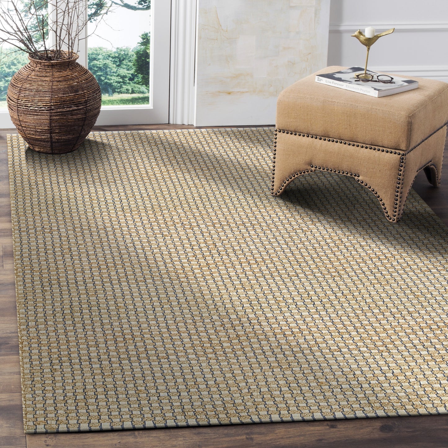Natural Fiber-03311 Farmhouse Hand-Woven Brown/Indigo Blue Cotton Indoor Area Rug - LR Home