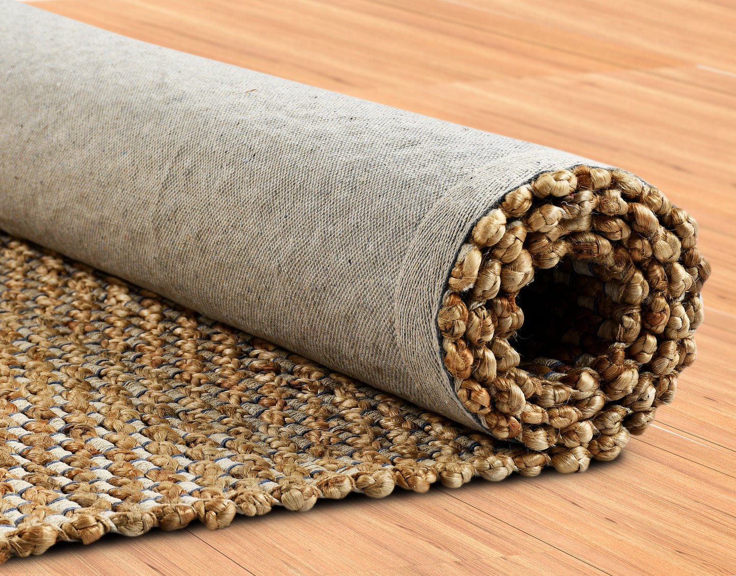 Natural Fiber-03311 Farmhouse Hand-Woven Brown/Indigo Blue Cotton Indoor Area Rug - LR Home