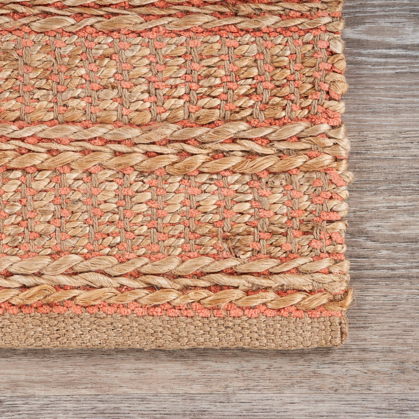 Natural Fiber-03316 Bohemian/Eclectic Hand-Woven Tan/Pink Cotton Indoor Area Rug - LR Home