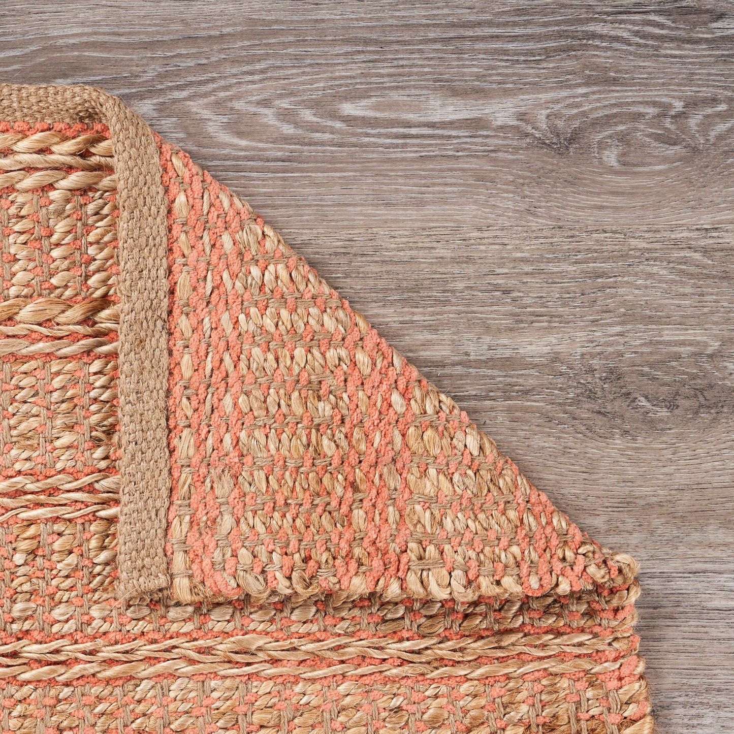 Natural Fiber-03316 Bohemian/Eclectic Hand-Woven Tan/Pink Cotton Indoor Area Rug - LR Home