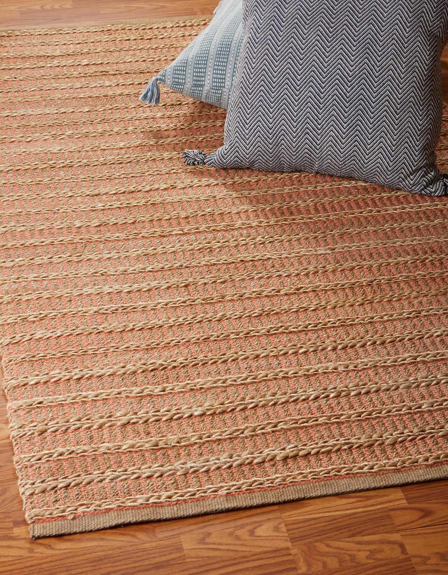 Natural Fiber-03316 Bohemian/Eclectic Hand-Woven Tan/Pink Cotton Indoor Area Rug - LR Home