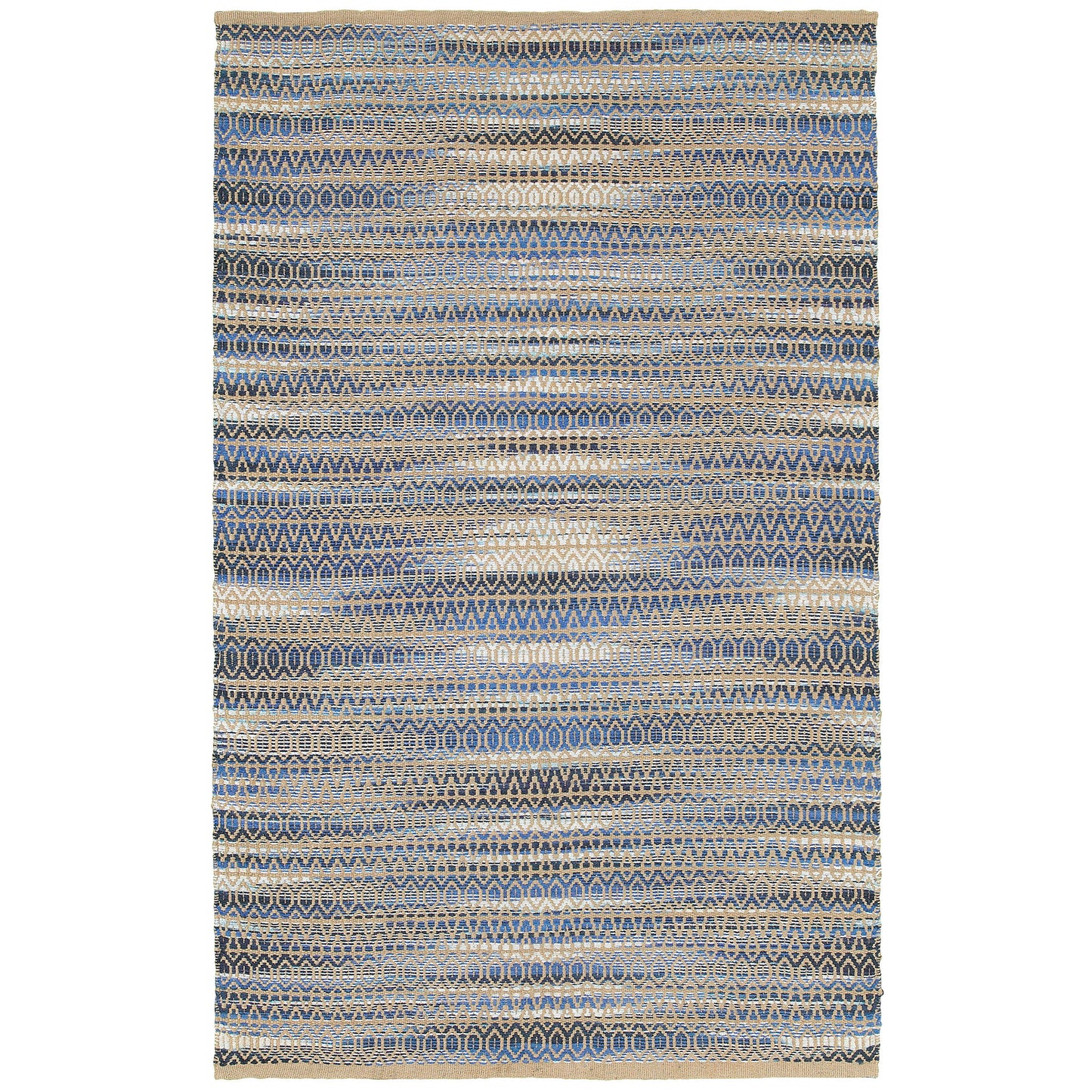 Natural Fiber-03330 Coastal Hand-Woven Blue Cotton Indoor Area Rug - LR Home