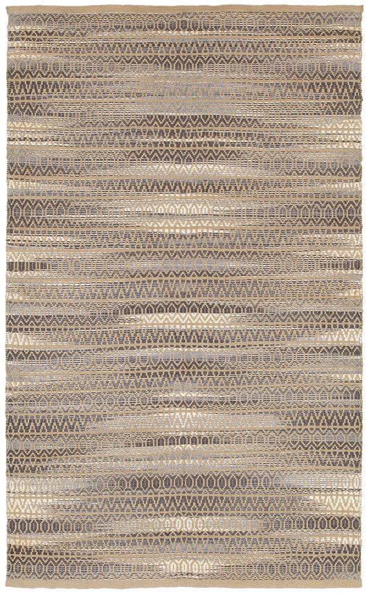Distressed Geometric Natural Jute and Chenille Area Rug - Silo view