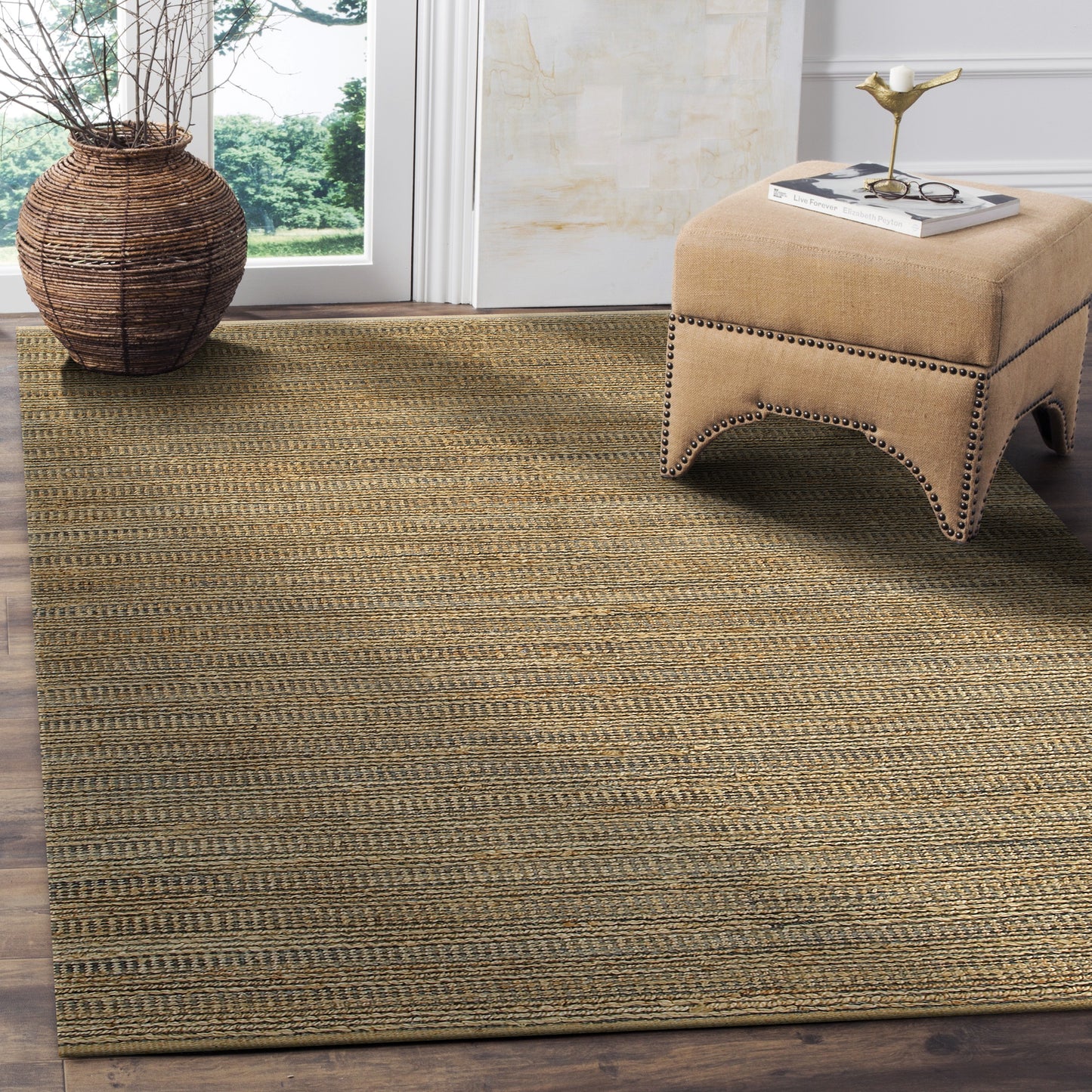 Natural Fiber-03336 Farmhouse Hand-Woven Gray Cotton Indoor Area Rug - LR Home
