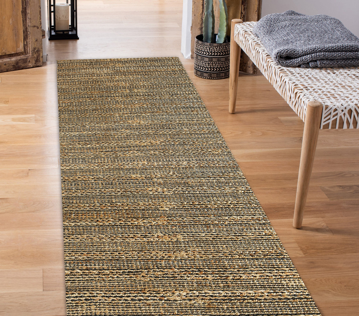 Natural Fiber-03336 Farmhouse Hand-Woven Gray Cotton Indoor Area Rug - LR Home