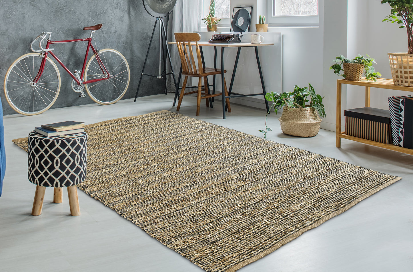 Natural Fiber-03336 Farmhouse Hand-Woven Gray Cotton Indoor Area Rug - LR Home