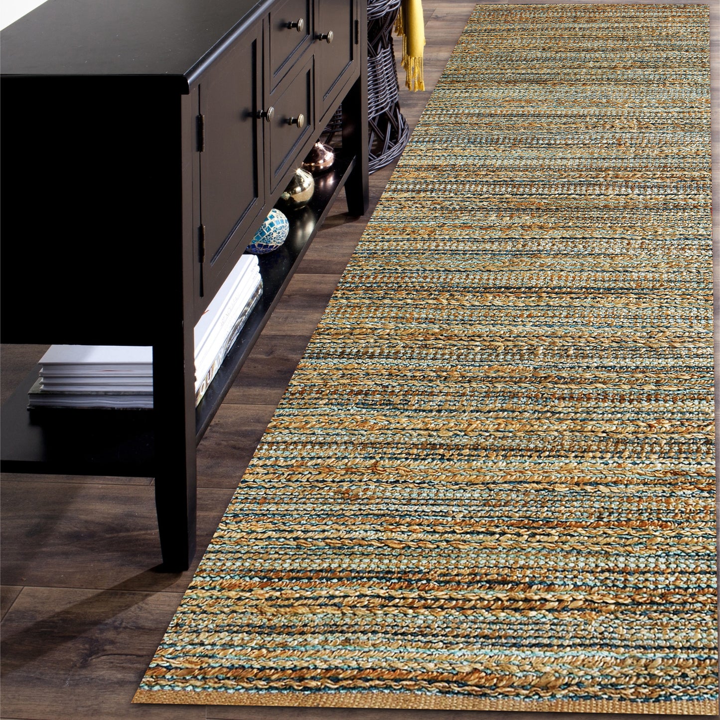 Natural Fiber-03337 Farmhouse Hand-Woven Light Blue Cotton Indoor Area Rug - LR Home