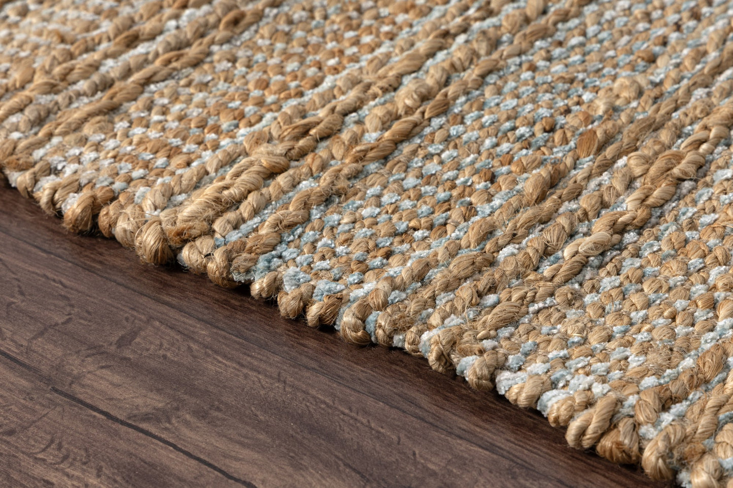 Natural Fiber-03337 Farmhouse Hand-Woven Light Blue Cotton Indoor Area Rug - LR Home