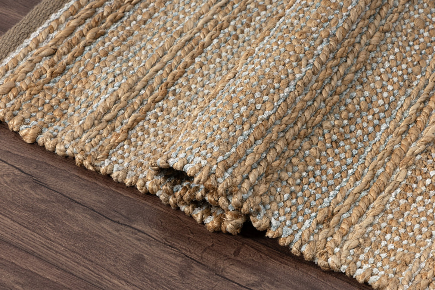 Natural Fiber-03337 Farmhouse Hand-Woven Light Blue Cotton Indoor Area Rug - LR Home