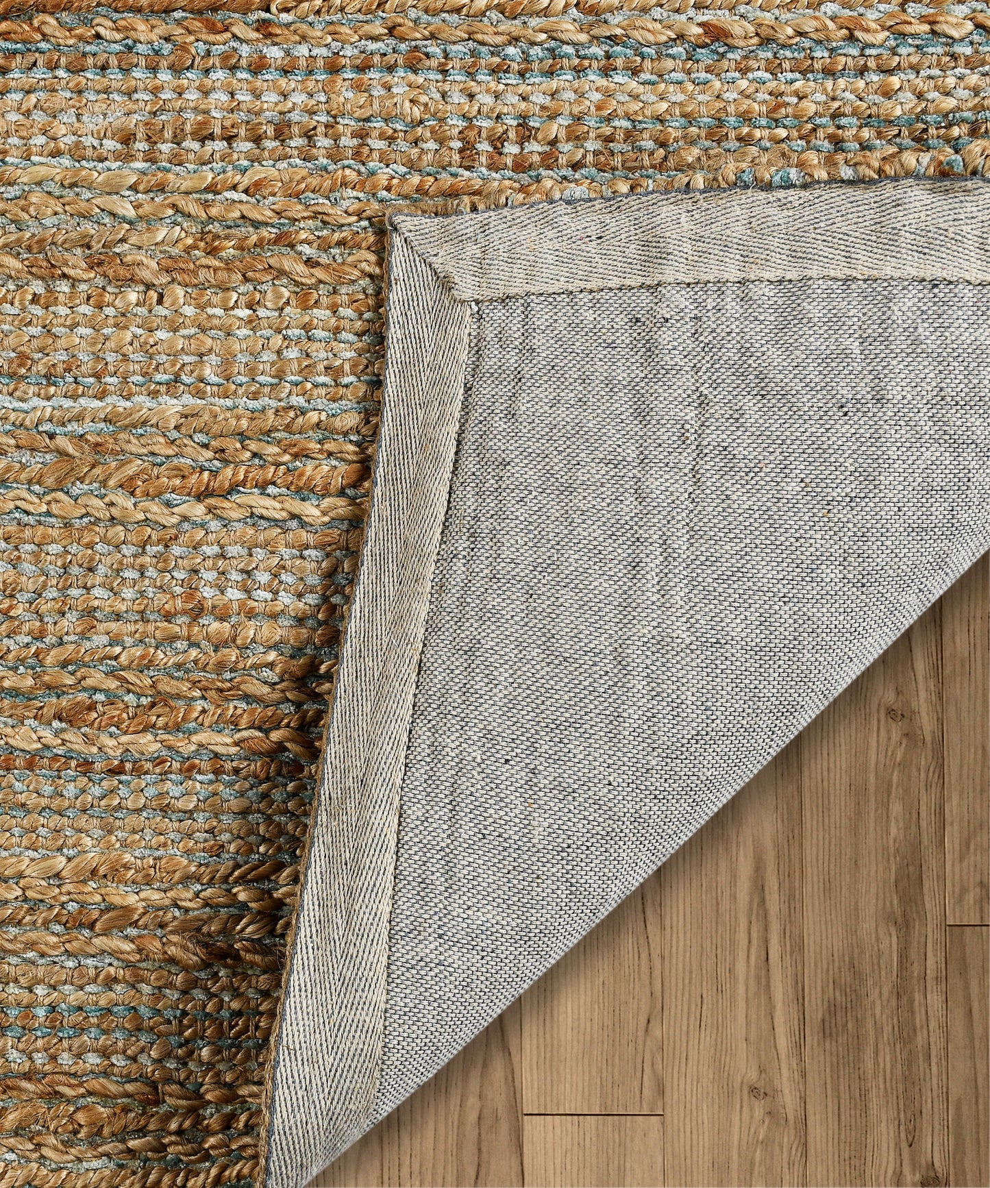 Natural Fiber-03337 Farmhouse Hand-Woven Light Blue Cotton Indoor Area Rug - LR Home
