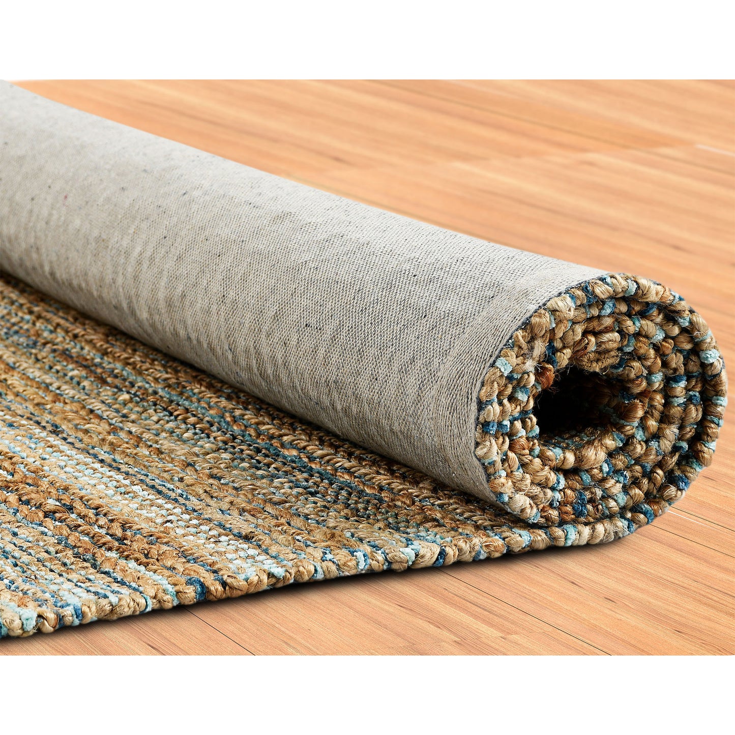 Natural Fiber-03337 Farmhouse Hand-Woven Light Blue Cotton Indoor Area Rug - LR Home