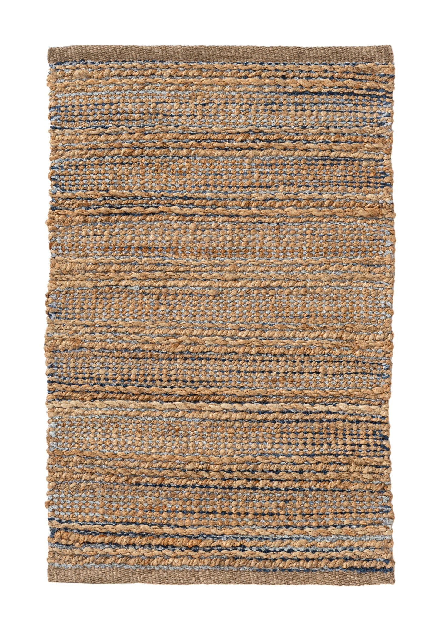 Natural Fiber-03338 Farmhouse Hand-Woven Navy Blue Cotton Indoor Area Rug - LR Home