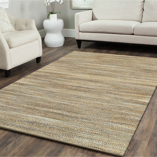 Natural Fiber-03338 Farmhouse Hand-Woven Navy Blue Cotton Indoor Area Rug - LR Home