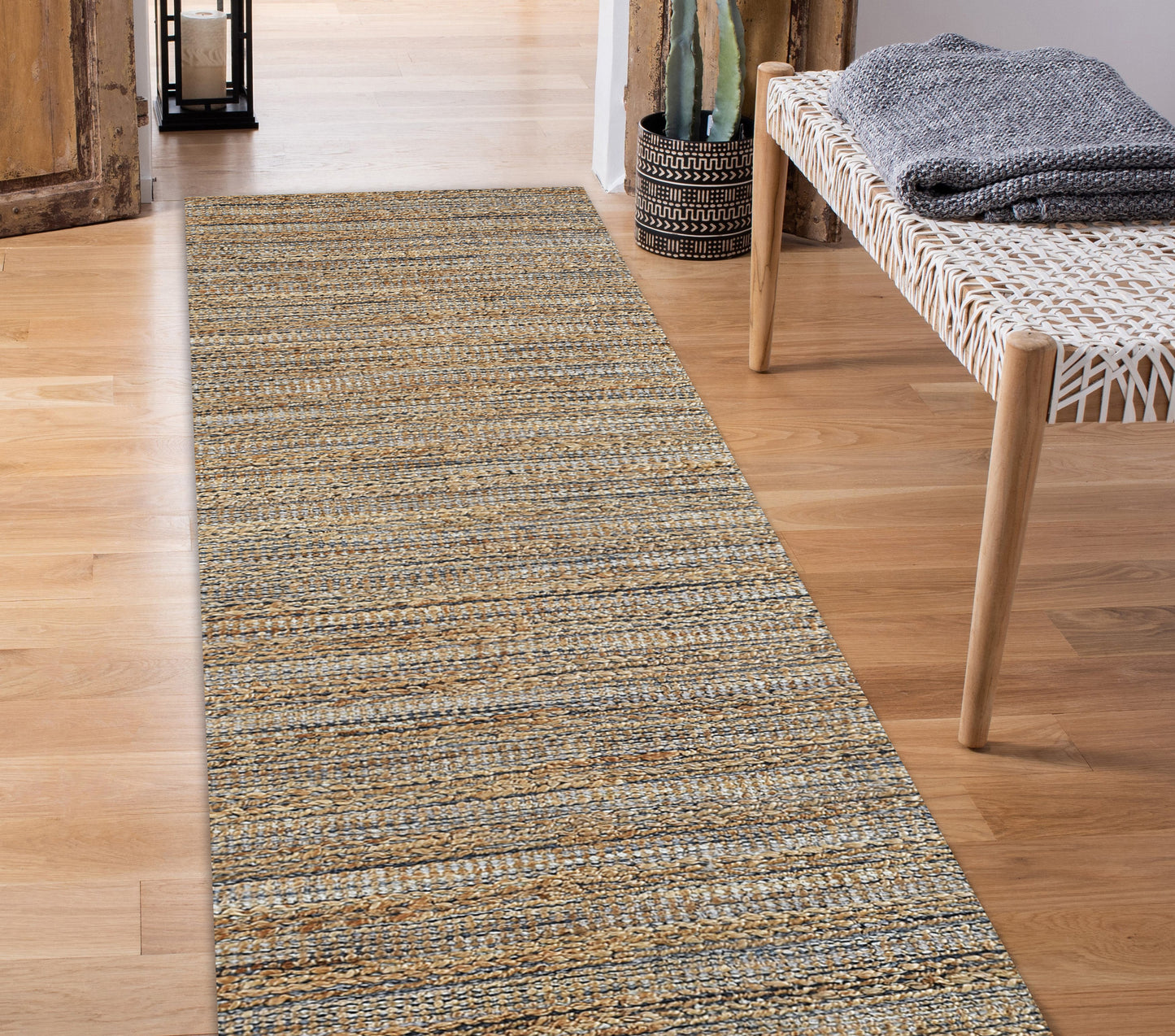 Natural Fiber-03338 Farmhouse Hand-Woven Navy Blue Cotton Indoor Area Rug - LR Home