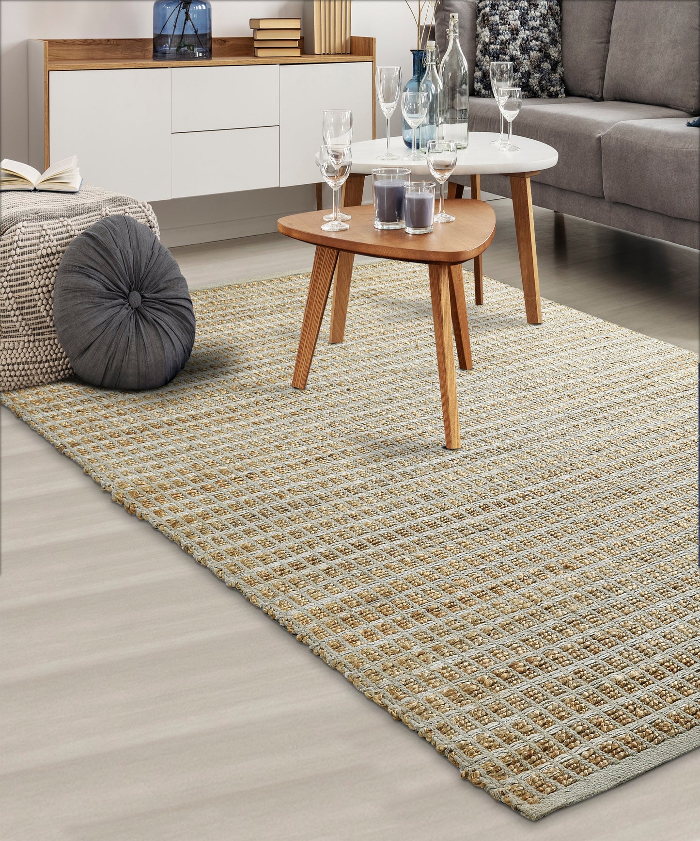 Natural Fiber-03341 Farmhouse Hand-Woven Brown/Gray Cotton Indoor Area Rug - LR Home