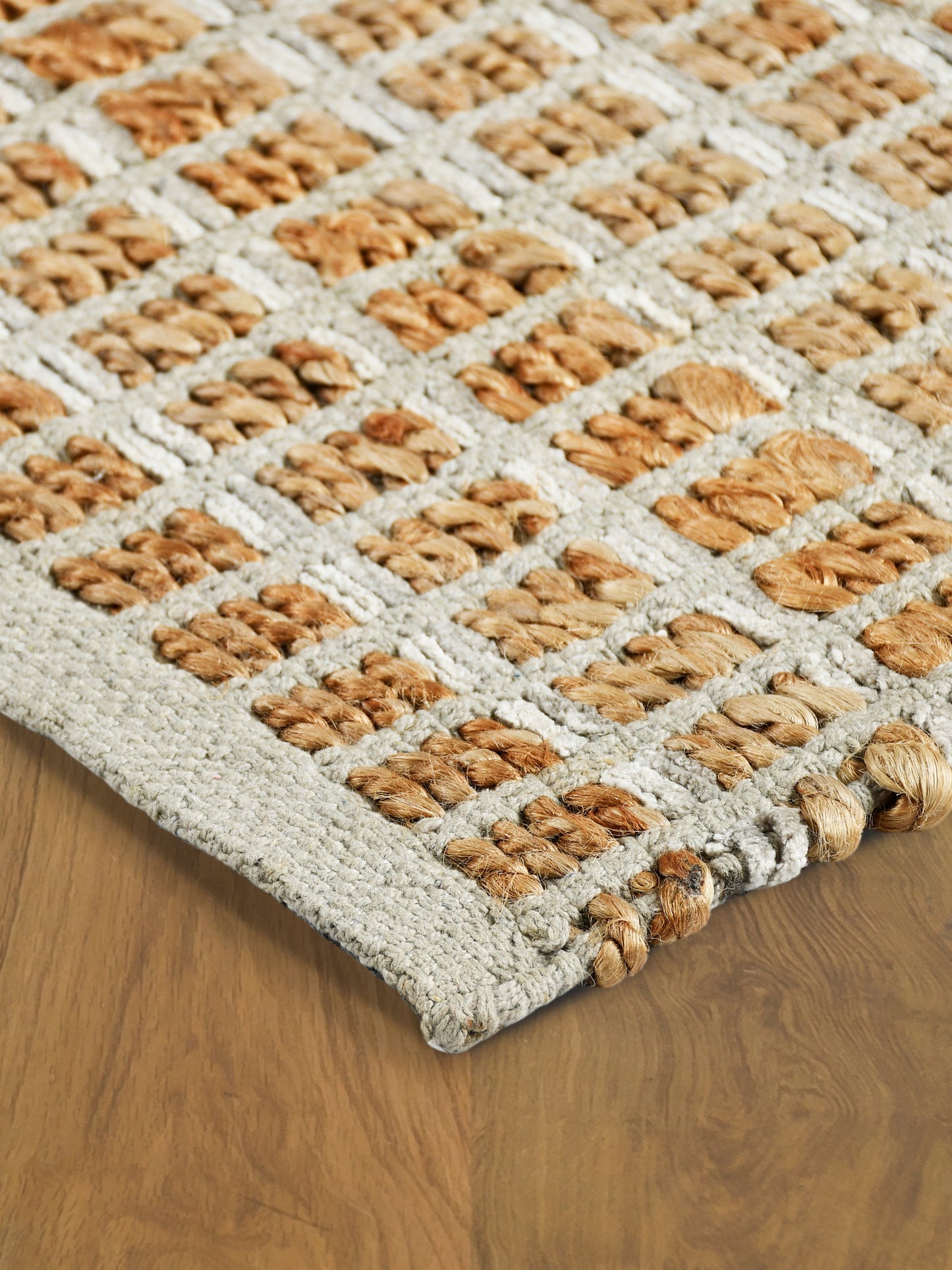 Natural Fiber-03341 Farmhouse Hand-Woven Brown/Gray Cotton Indoor Area Rug - LR Home