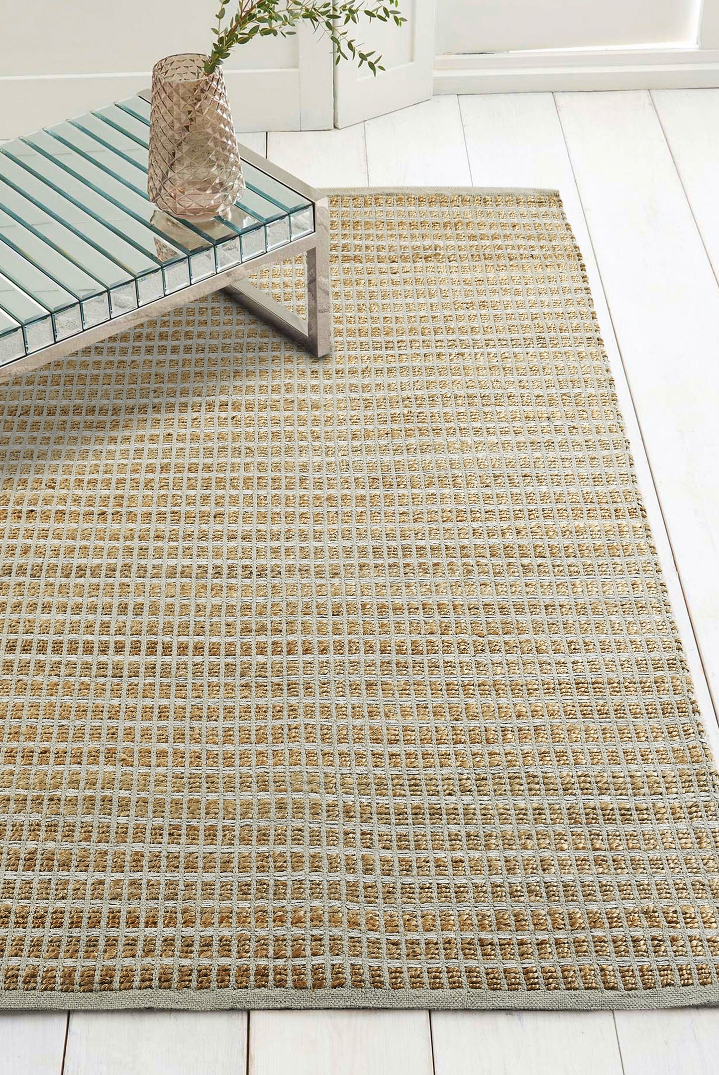 Natural Fiber-03341 Farmhouse Hand-Woven Brown/Gray Cotton Indoor Area Rug - LR Home