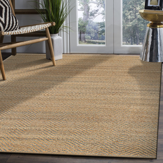 Natural Fiber-03344 Farmhouse Hand-Woven Brown/Gray Cotton Indoor Area Rug - LR Home