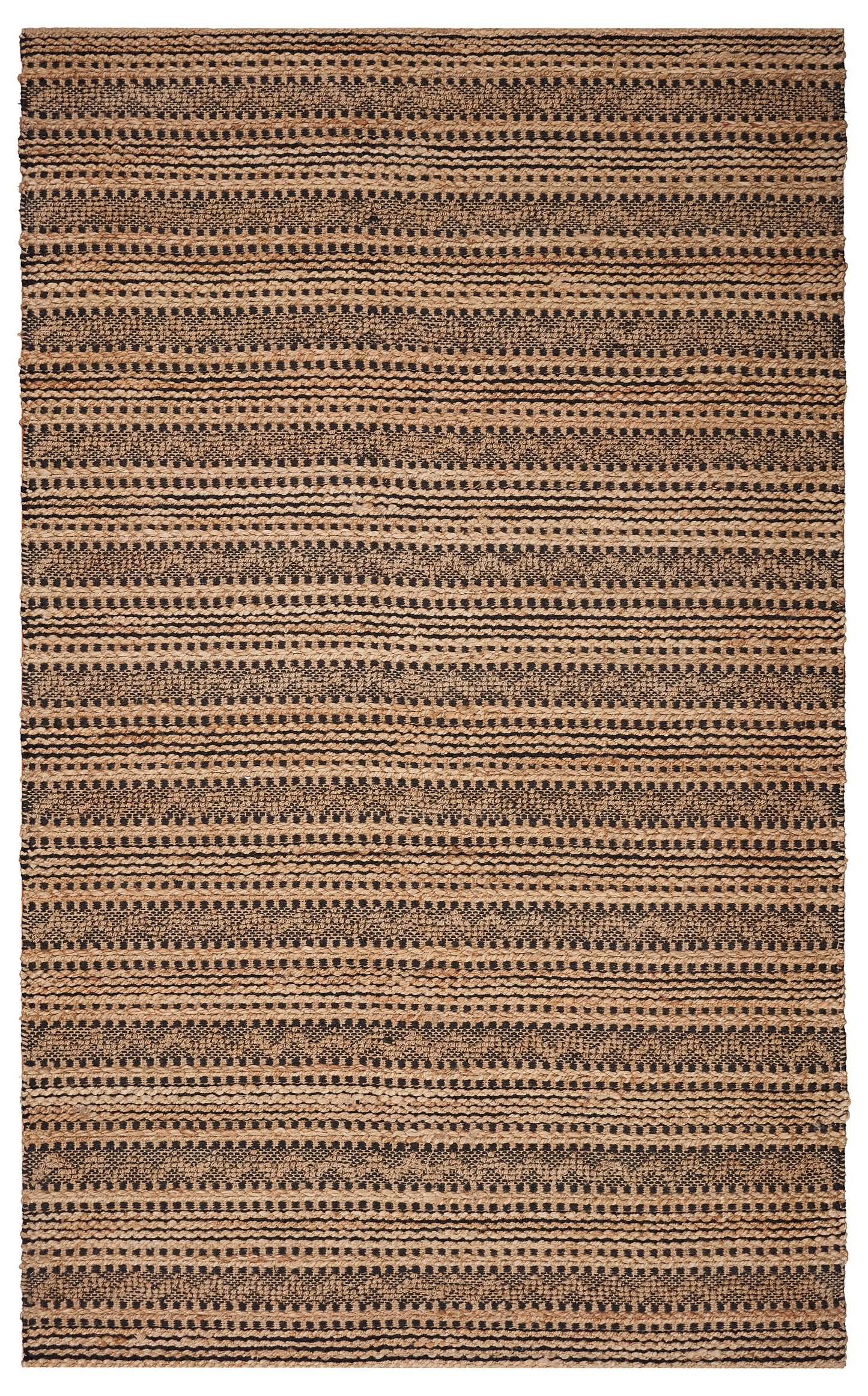 Natural Fiber-03368 Bohemian/Eclectic Hand-Woven Tan/Black Cotton Indoor Area Rug - LR Home