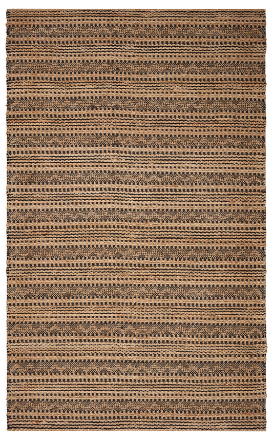 Natural Fiber-03368 Bohemian/Eclectic Hand-Woven Tan/Black Cotton Indoor Area Rug - LR Home