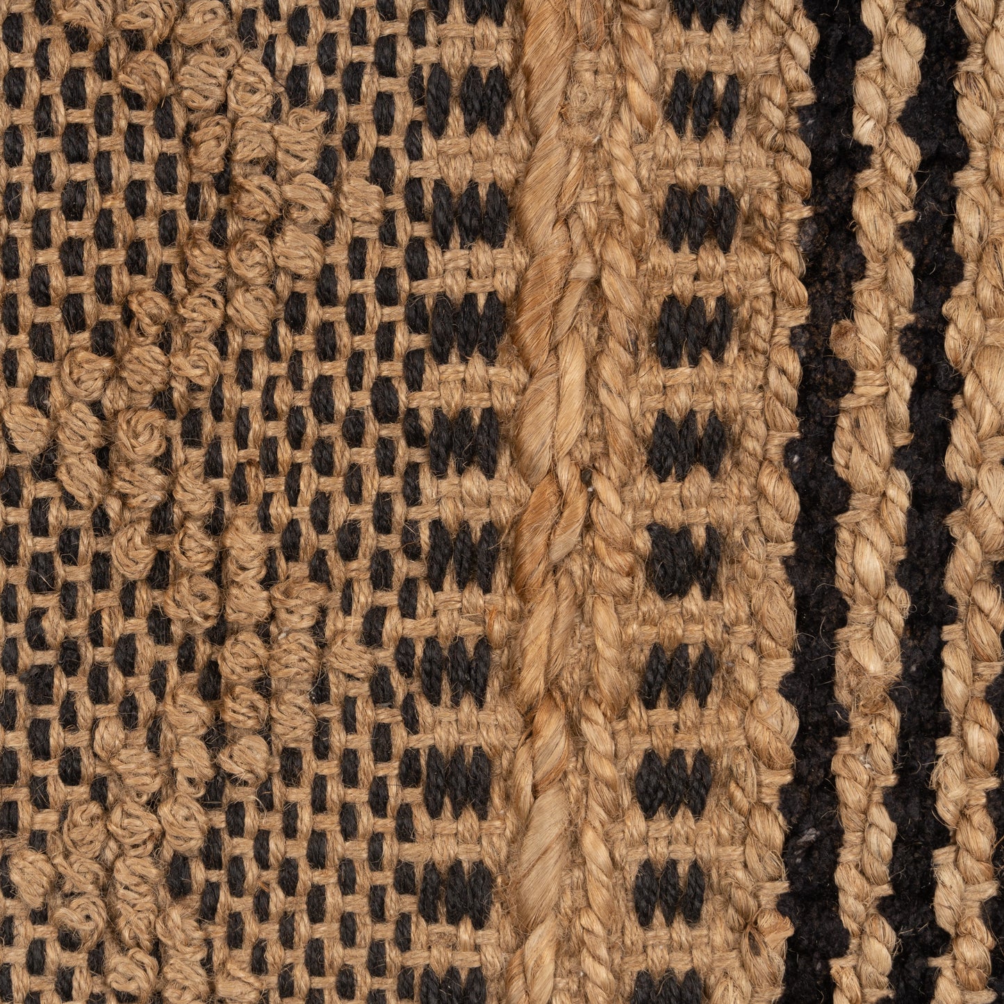 Natural Fiber-03368 Bohemian/Eclectic Hand-Woven Tan/Black Cotton Indoor Area Rug - LR Home