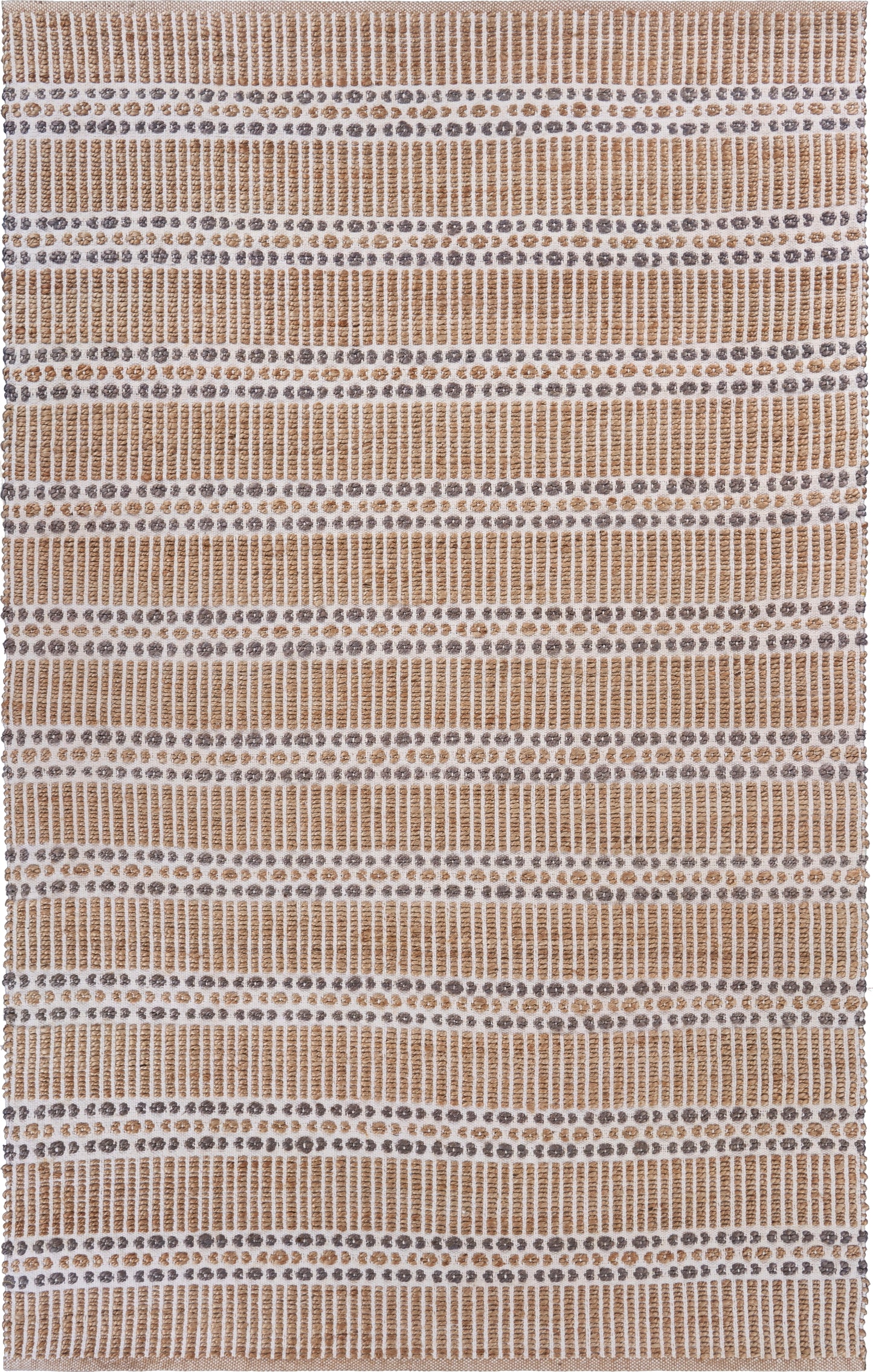 Natural Fiber-03376 Farmhouse Hand-Woven Ivory/Gray Cotton Indoor Area Rug - LR Home