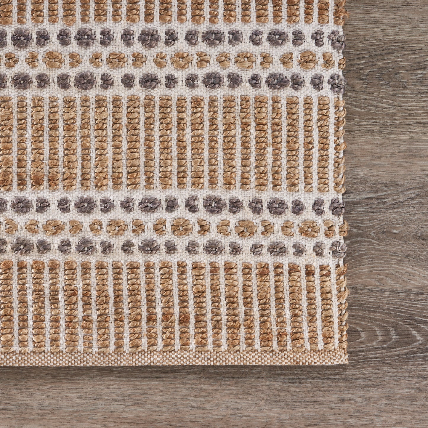 Natural Fiber-03376 Farmhouse Hand-Woven Ivory/Gray Cotton Indoor Area Rug - LR Home