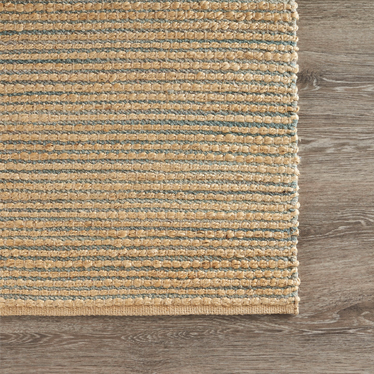 Natural Fiber-03378 Farmhouse Hand-Woven Brown/Spa Blue Cotton Indoor Area Rug - LR Home