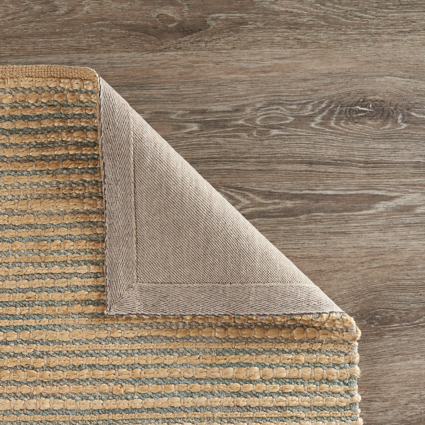 Natural Fiber-03378 Farmhouse Hand-Woven Brown/Spa Blue Cotton Indoor Area Rug - LR Home