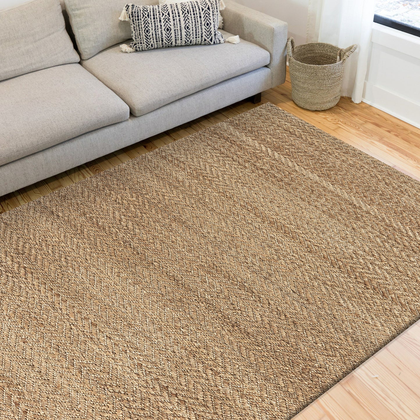 Natural Fiber-03379 Farmhouse Hand-Woven Brown/White Cotton Indoor Area Rug - LR Home