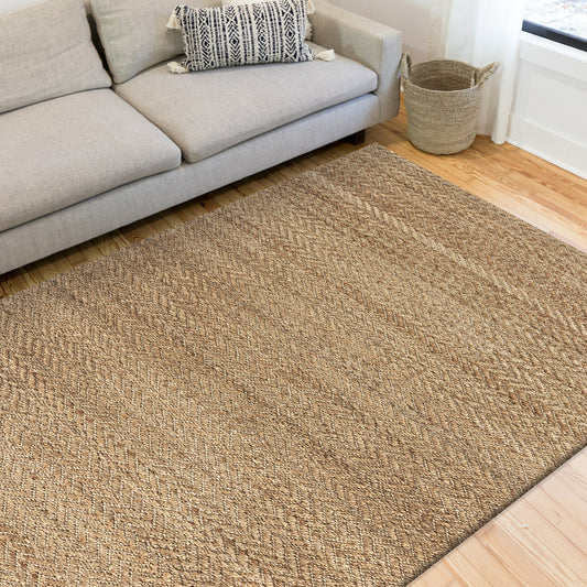 Natural Fiber-03379 Farmhouse Hand-Woven Brown/White Cotton Indoor Area Rug - LR Home