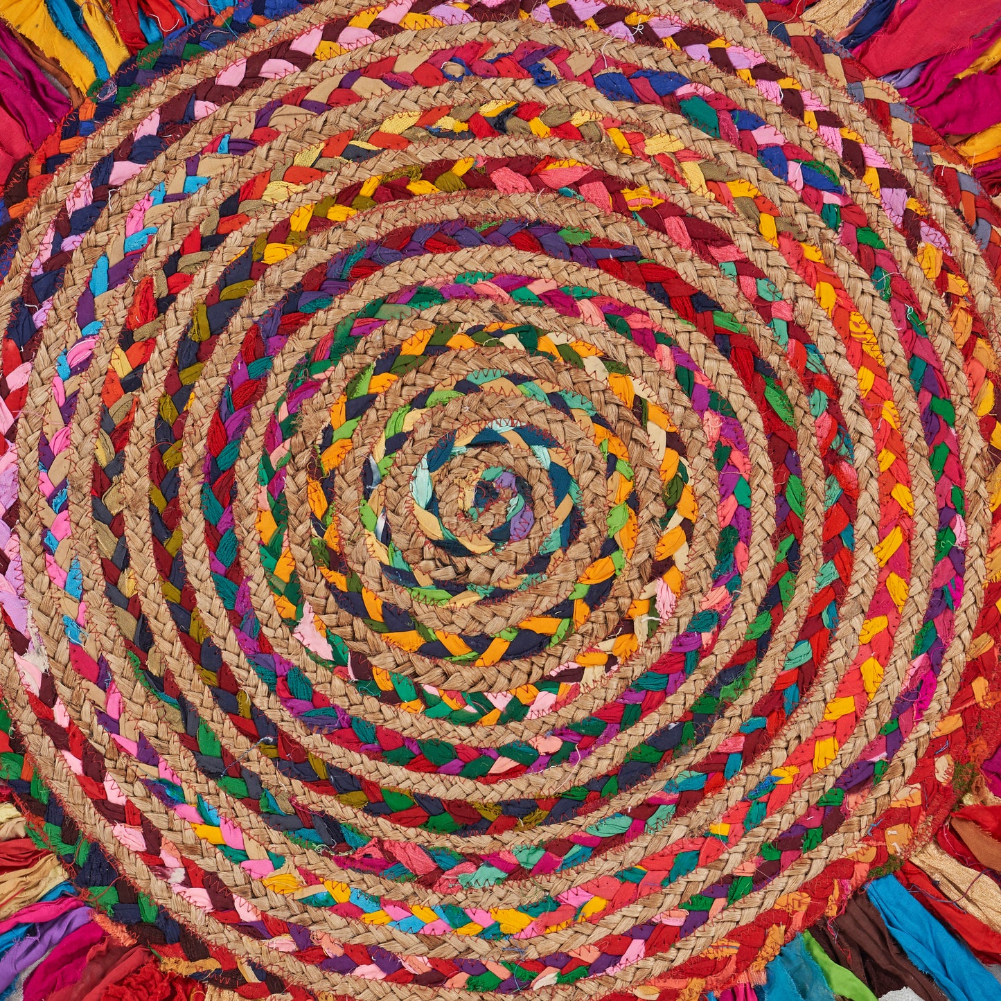 NATUR-03382 Bohemian/Eclectic Hand-Woven Multi/Natural Cotton Blend Indoor Area Rugs - LR Home