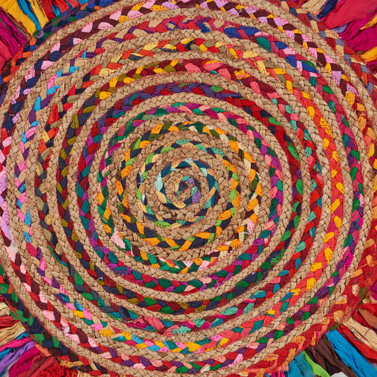 Evette Rios Boutique Jute Handraided Cotton Blend Indoor Area Rug, Multicolored - lifestyle view