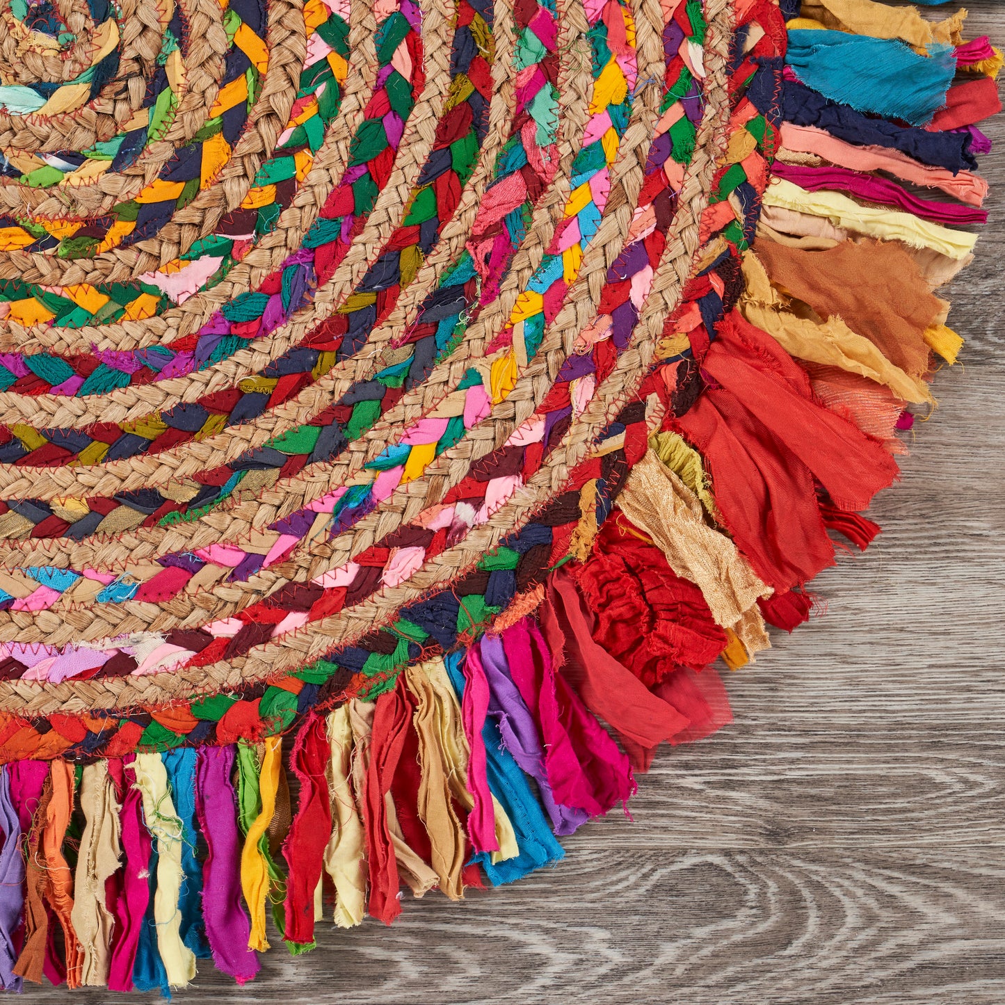 NATUR-03382 Bohemian/Eclectic Hand-Woven Multi/Natural Cotton Blend Indoor Area Rugs - LR Home