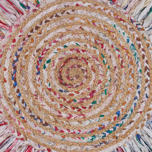 Evette Rios Boutique Jute Handraided Cotton Blend Indoor Area Rug, White/Multi - lifestyle view