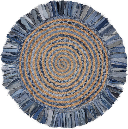 Evette Rios Boutique Jute Handraided Cotton Blend Indoor Area Rug, Chambray - Silo view