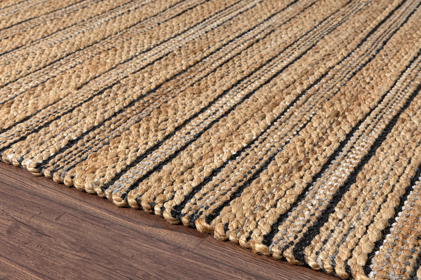 Natural Fiber-03387 Farmhouse Hand-Woven Brown/Black Cotton Indoor Area Rug - LR Home