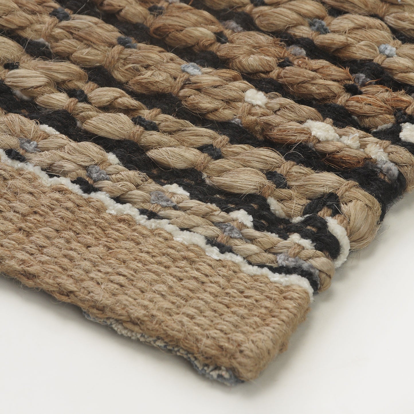 Natural Fiber-03387 Farmhouse Hand-Woven Brown/Black Cotton Indoor Area Rug - LR Home