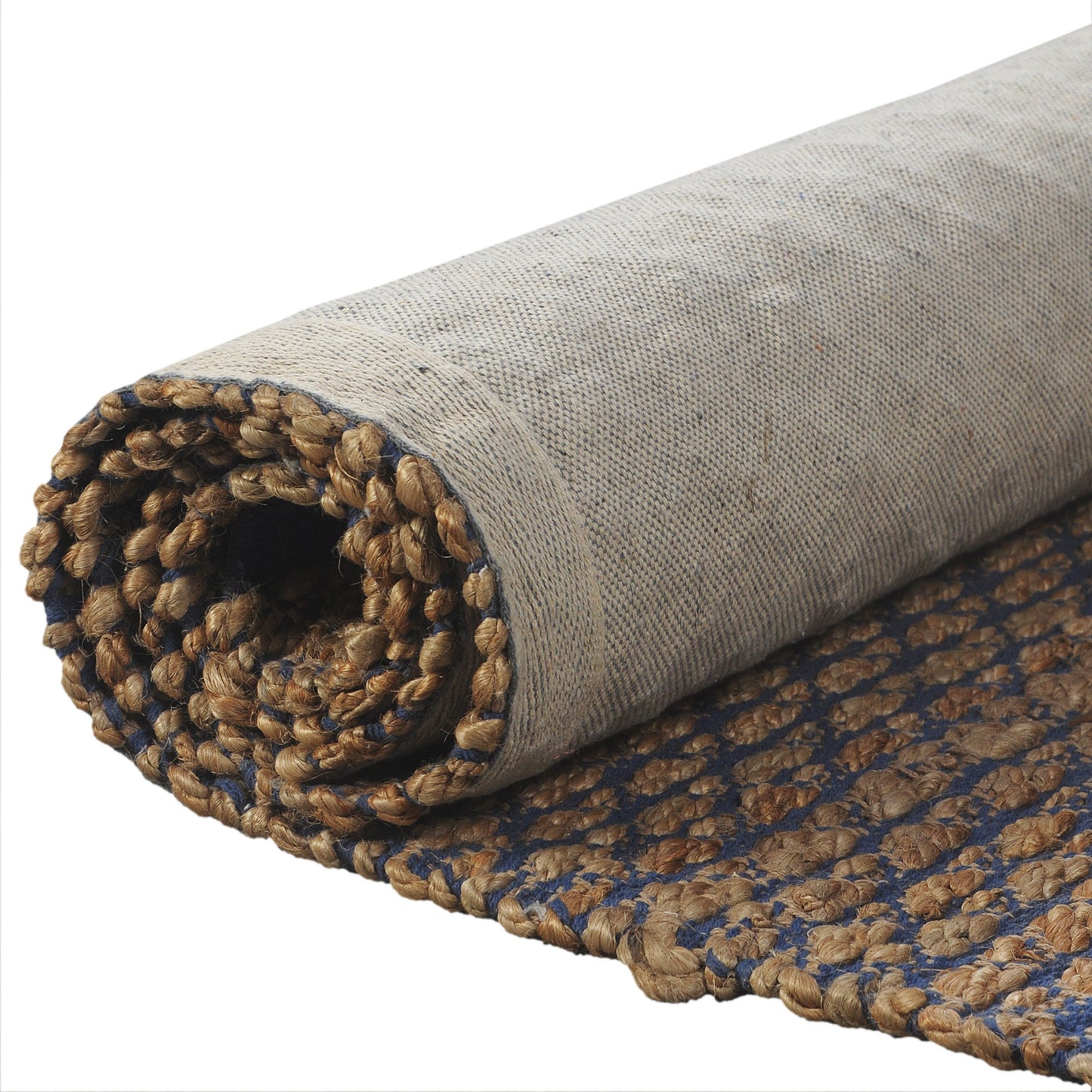 Natural Fiber-03388 Coastal Hand-Woven Tan/Blue Cotton Indoor Area Rug - LR Home