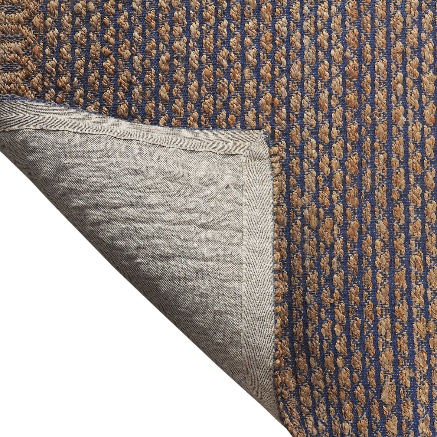 Natural Fiber-03388 Coastal Hand-Woven Tan/Blue Cotton Indoor Area Rug - LR Home