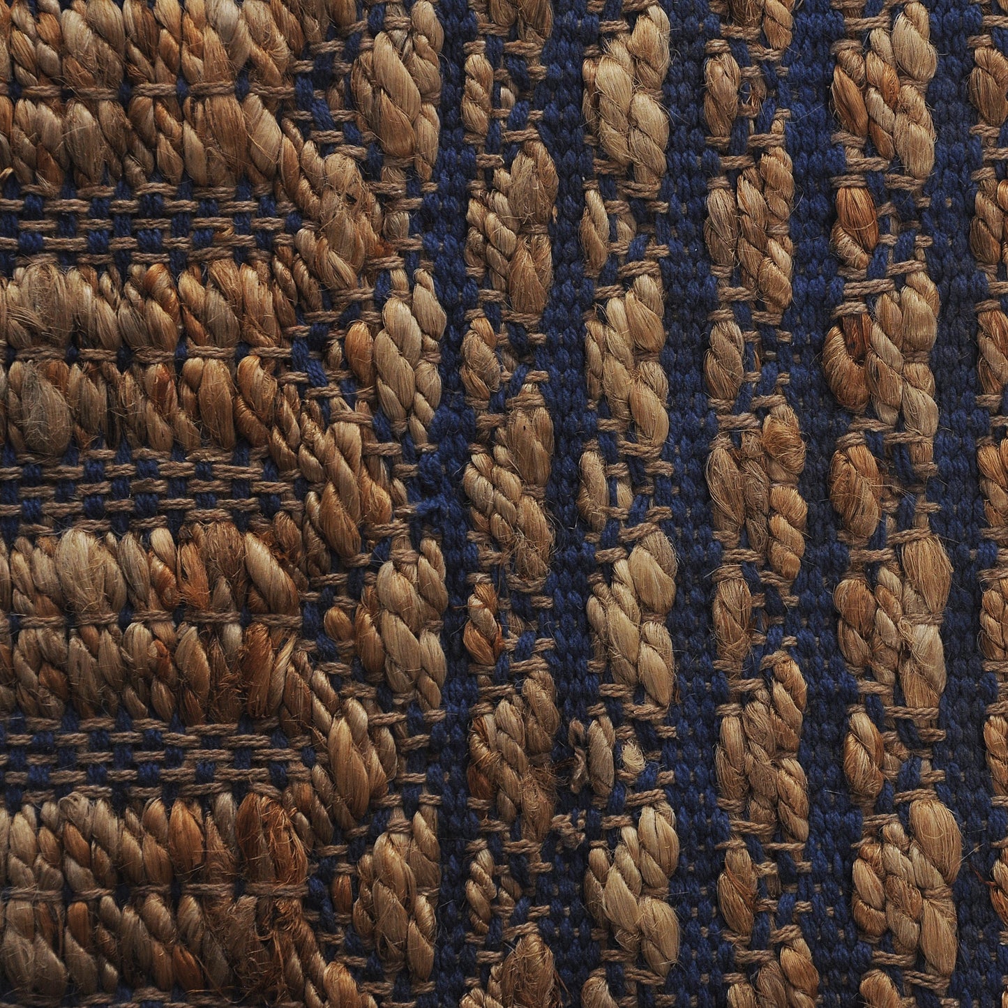 Natural Fiber-03388 Coastal Hand-Woven Tan/Blue Cotton Indoor Area Rug - LR Home